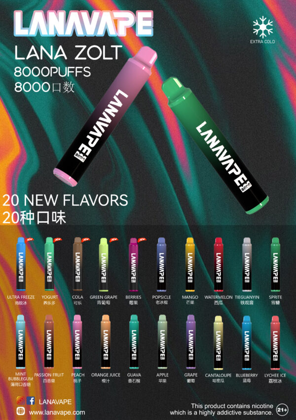 LANA ZOLT抛弃式8000口一次性✨可充電🔋超大容量👍時尚單品🔥活動【 8送1】